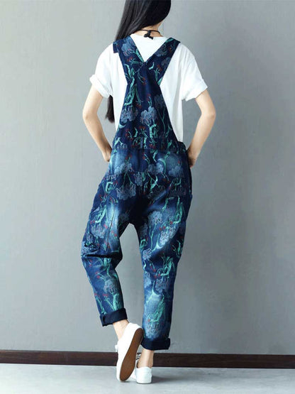 Relaxed Full-Length Denim Overall Dungaree