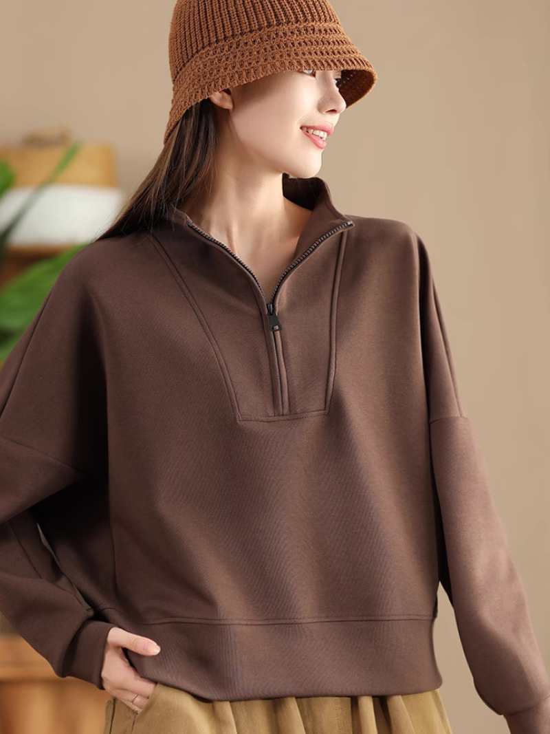 Cozy Women's Half Open Collar Loose Sweater | Eva Trends