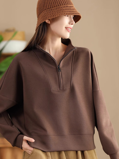Cozy Women's Half Open Collar Loose Sweater | Eva Trends