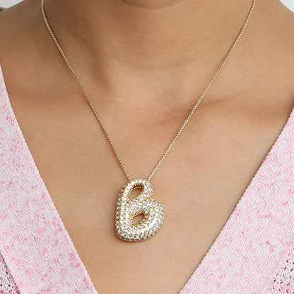 Bubble Initial Diamond Necklace