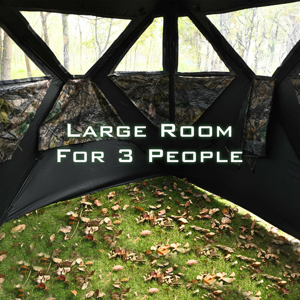 3-Person Pop-Up Ground Hunting Blind – Detachable Mesh Windows, Camo