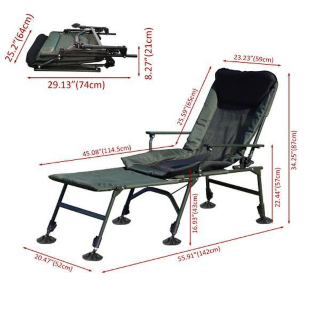 Camping Lounge Chair with Removable Footrest – Reclining Outdoor Chair