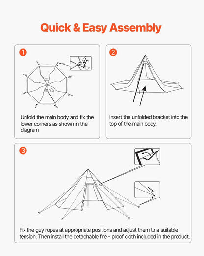 4-Person Hot Tent with Stove Jack | 4-Season Waterproof Tipi Camping Tent