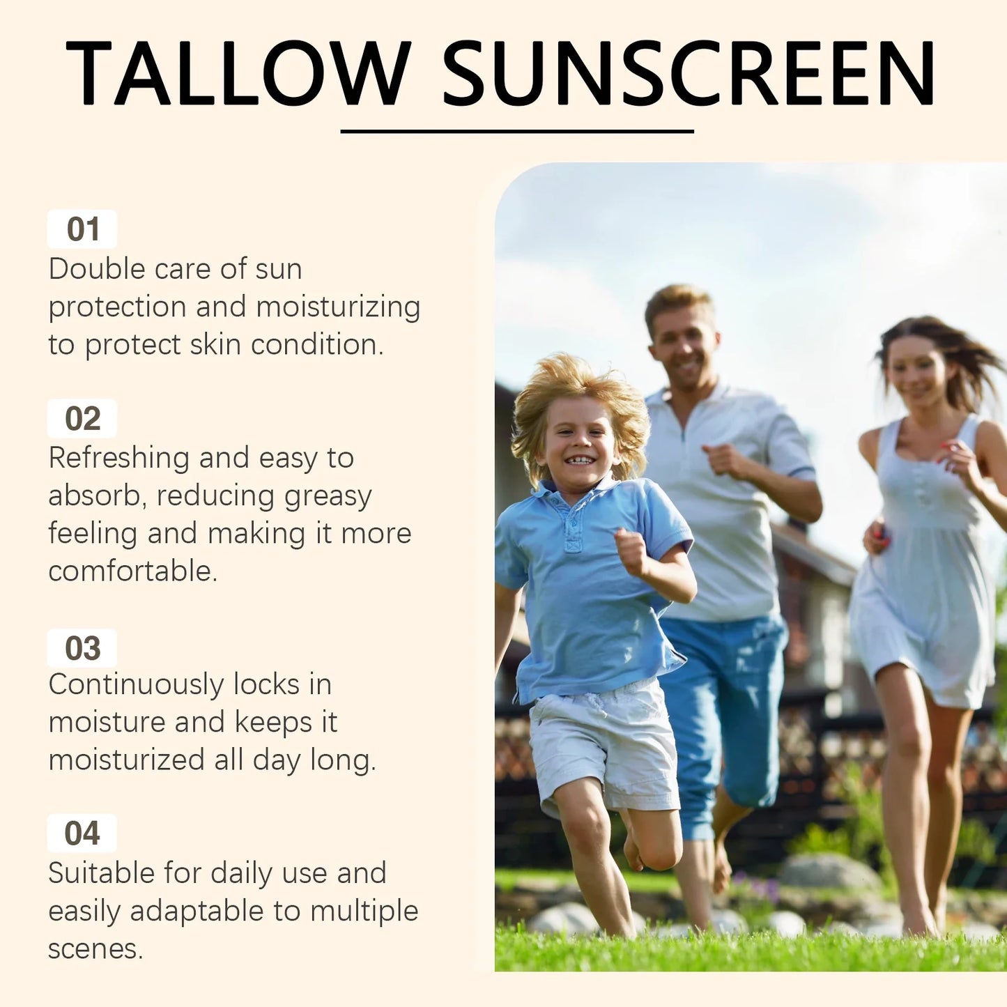 Ouhoe 50g Beef Tallow Sunscreen Uv Isolation Protect Oil Control Soothe Sunburn Moisturize Face Summer Refreshing Care Sunblock