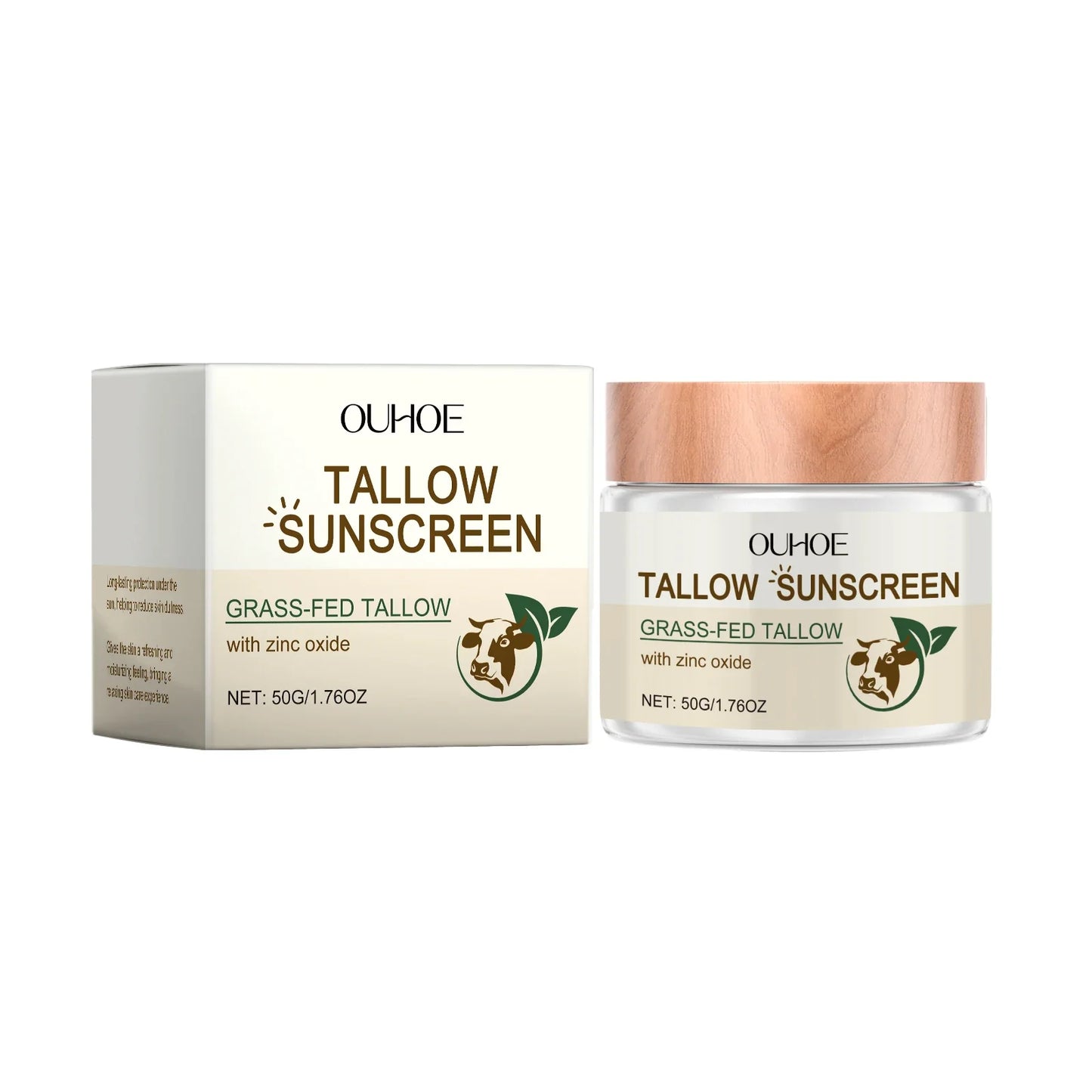 Ouhoe 50g Beef Tallow Sunscreen Uv Isolation Protect Oil Control Soothe Sunburn Moisturize Face Summer Refreshing Care Sunblock