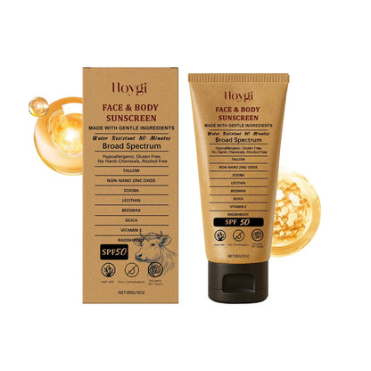 Hoygi 85g Beef Tallow Sunscreen Cream Spf50 Body Face Lasting Sun Protection Nourish Soothing Redness Refreshing Skin Sunscreen