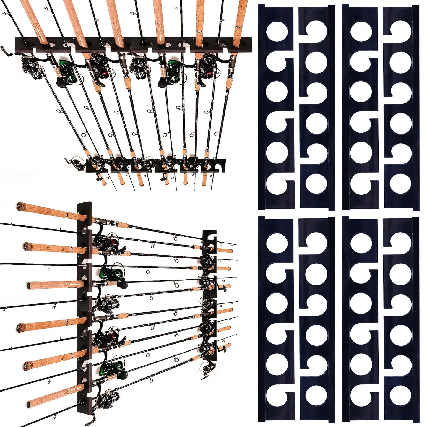 Wall & Ceiling Fishing Rod Rack – Holds 12 Rods, Garage Storage, 3 Pack Sizes