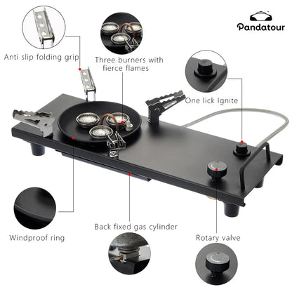 Pandatour Camping IGT 0.5UNT Gas Stove Outdoor One-Click Ignite High Efficiency Camping Table Stove High Firepower