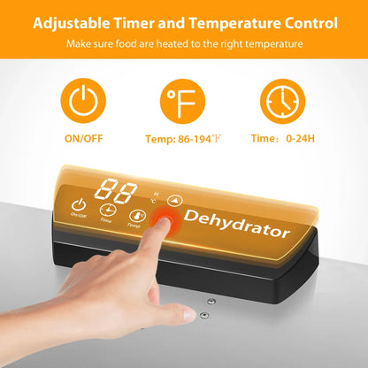 Commercial Grade Food Dehydrator Machine 110V 1500W Stainless Steel 20 Trays Capacity Touch Control LED Display 24H Timer Dryer