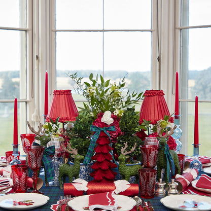 Red Frilled Silk Lampshade (18cm)