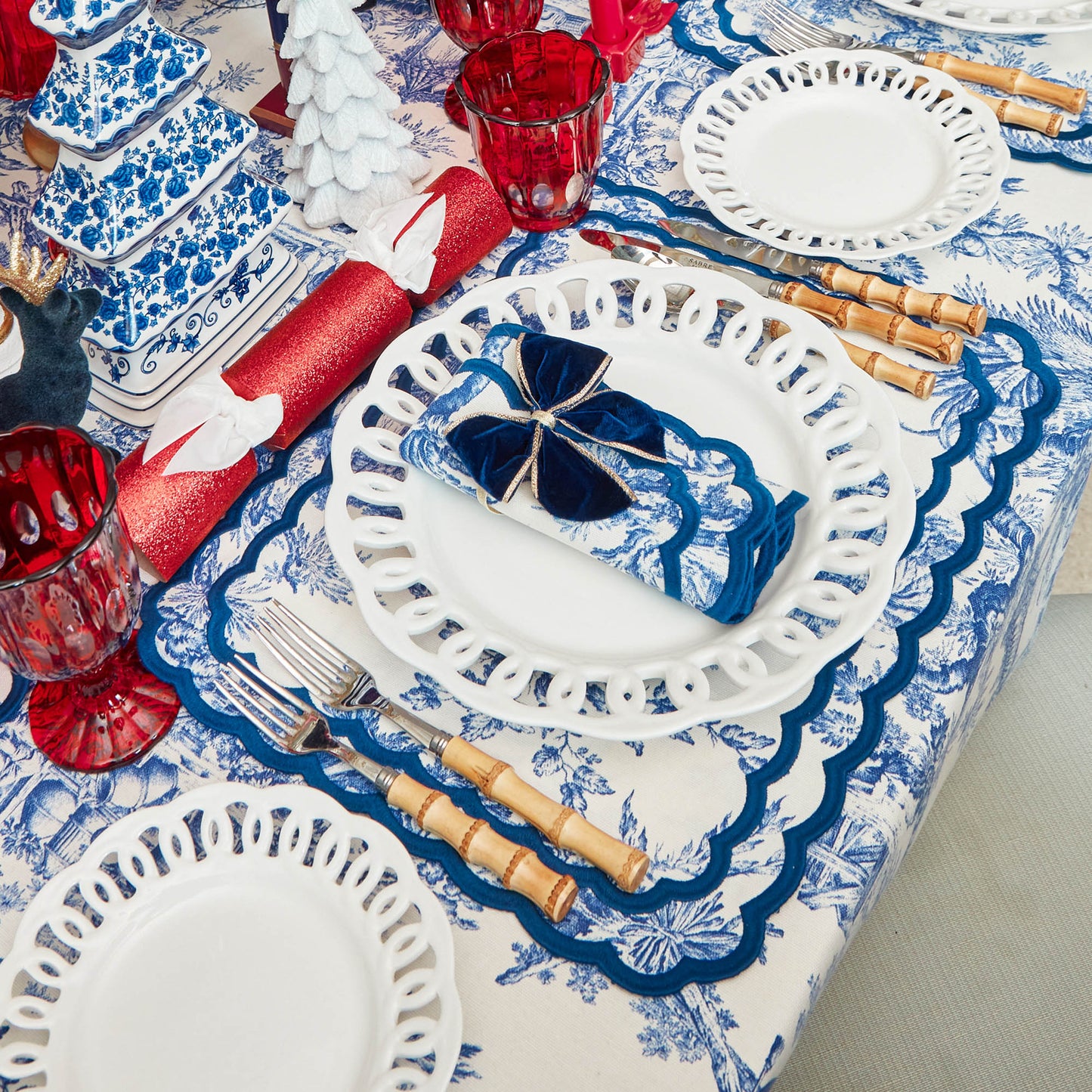 Blue Isla Toile Tablecloth