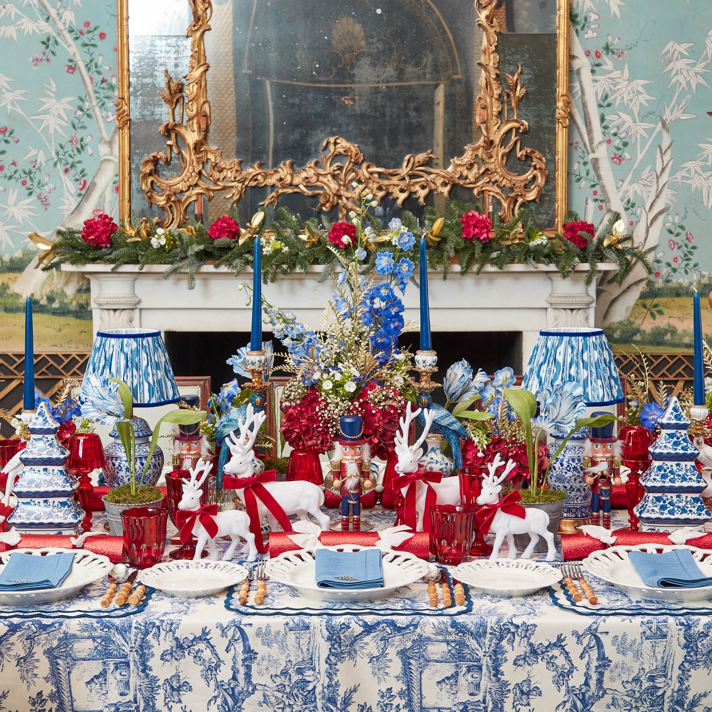 Blue Isla Toile Tablecloth