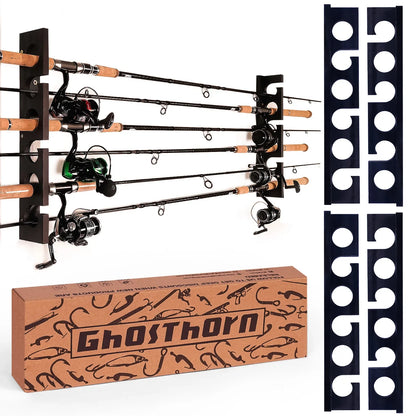Wall & Ceiling Fishing Rod Rack – Holds 12 Rods, Garage Storage, 3 Pack Sizes