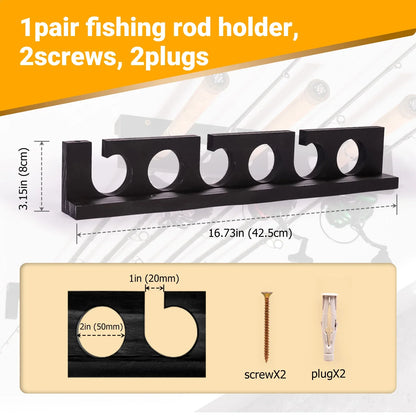 Wall & Ceiling Fishing Rod Rack – Holds 12 Rods, Garage Storage, 3 Pack Sizes