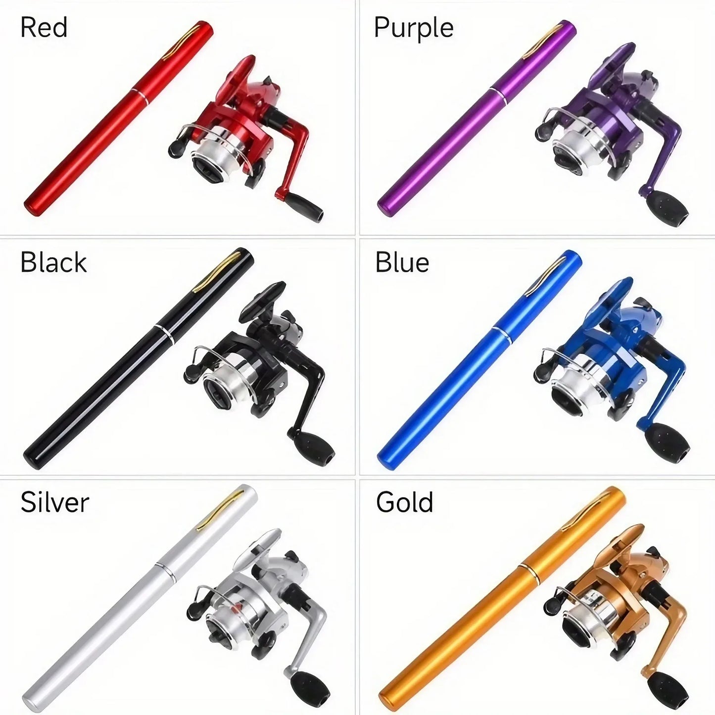 Pen-Shape Portable Fishing Rod & Reel Combo – Spinning, 6-10lb, 6 Colors