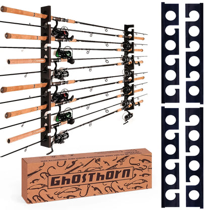Wall & Ceiling Fishing Rod Rack – Holds 12 Rods, Garage Storage, 3 Pack Sizes