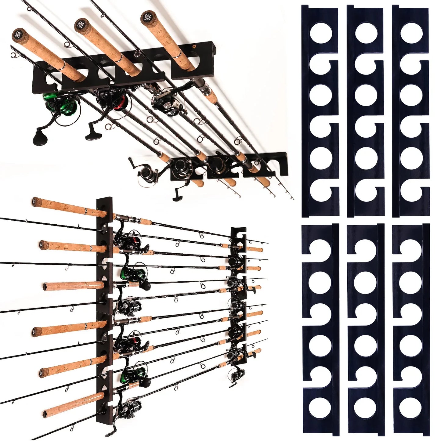 Wall & Ceiling Fishing Rod Rack – Holds 12 Rods, Garage Storage, 3 Pack Sizes