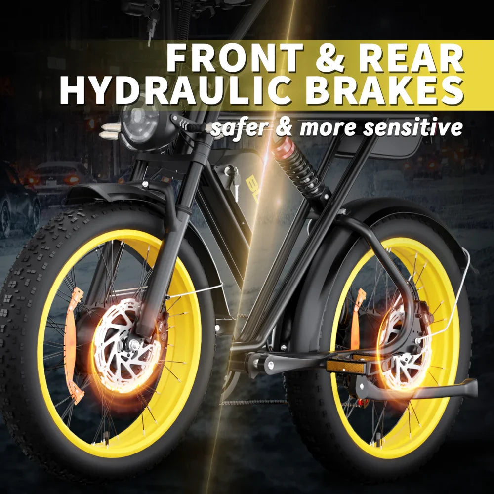 2000W Dual-Motor Electric Bike 52V 46AH Removable Battery Full Suspension Fat Tire Hydraulic Brake Adult Mountain Off-Road Ebike