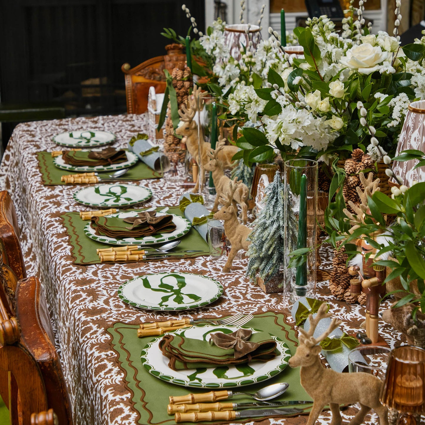 Green & Chocolate Katherine Napkins (Set of 4)