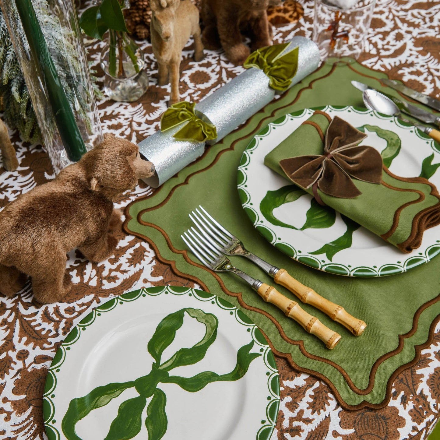 Green & Chocolate Katherine Placemats (Set of 4)