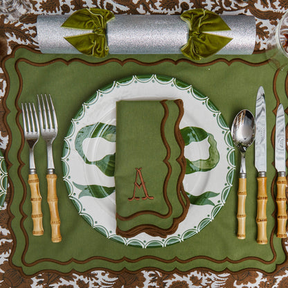 Green & Chocolate Katherine Napkins (Set of 4)