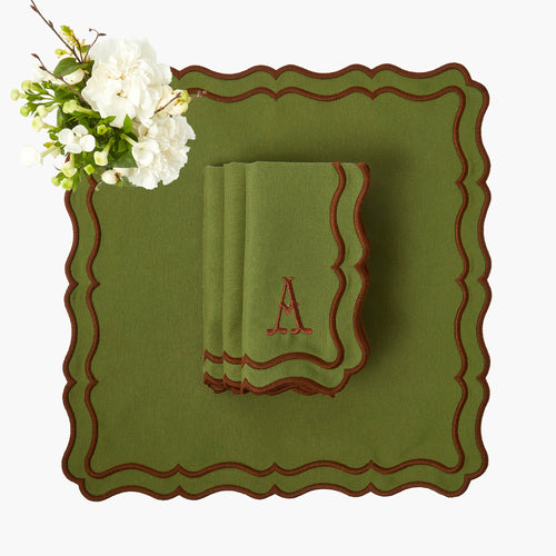 Green & Chocolate Katherine Napkins (Set of 4)