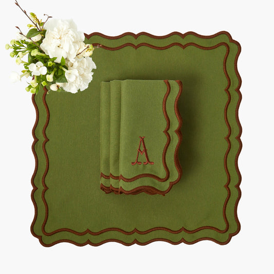 Green & Chocolate Katherine Napkins (Set of 4)