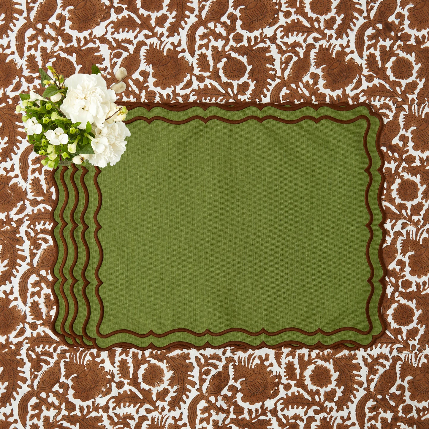 Green & Chocolate Katherine Placemats (Set of 4)