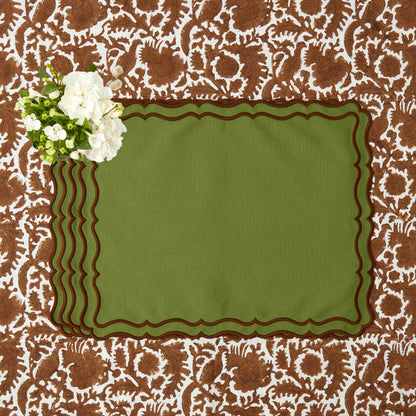 Green & Chocolate Katherine Placemats (Set of 4)