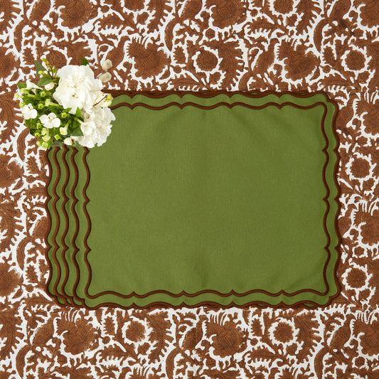 Green & Chocolate Katherine Placemats (Set of 4)