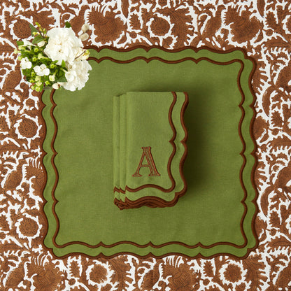 Green & Chocolate Katherine Napkins (Set of 4)