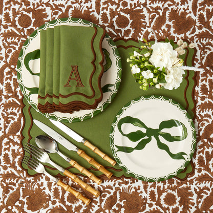 Green & Chocolate Katherine Napkins (Set of 4)