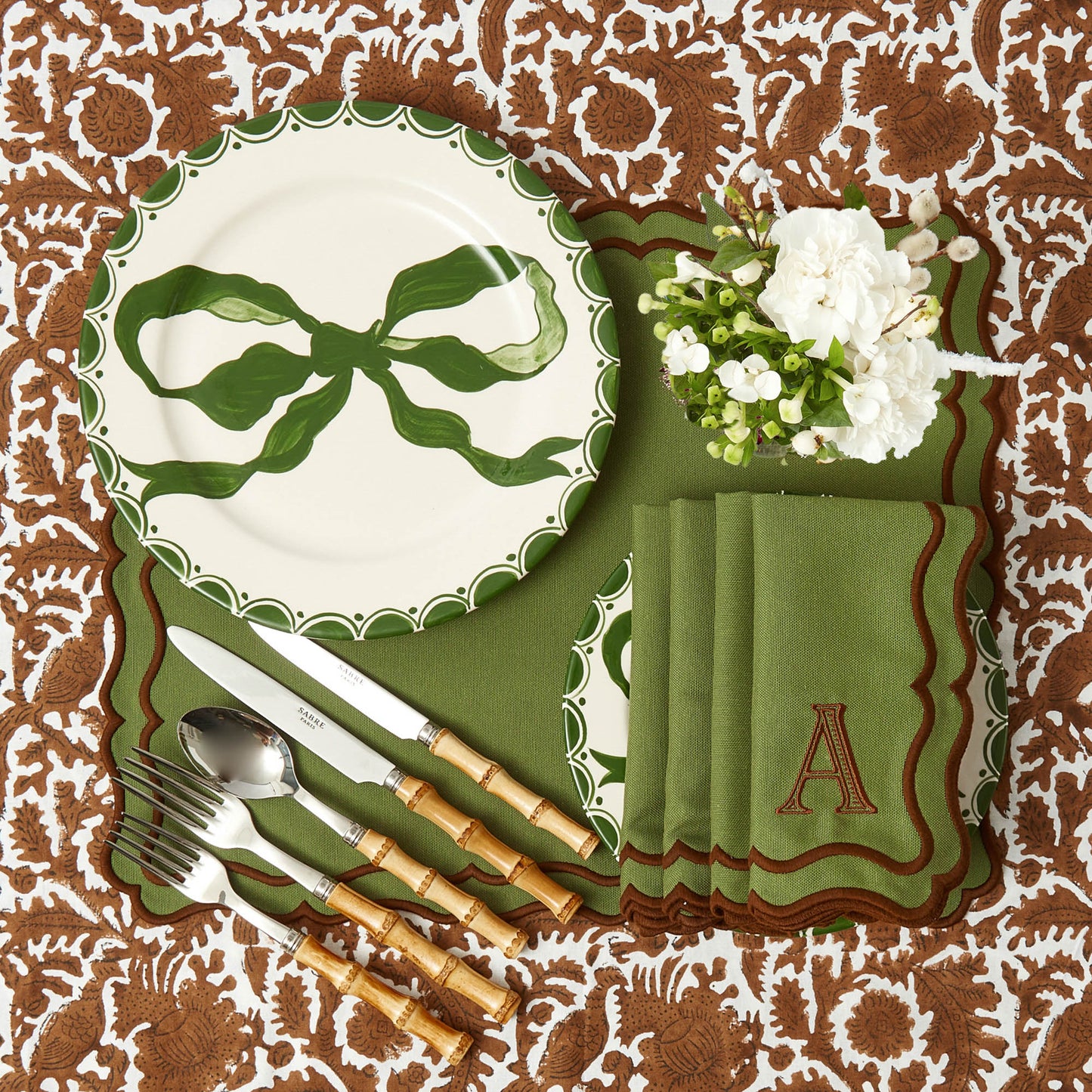Green & Chocolate Katherine Placemats (Set of 4)