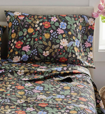 Percale Sheet Set - Strawberry Fields Black