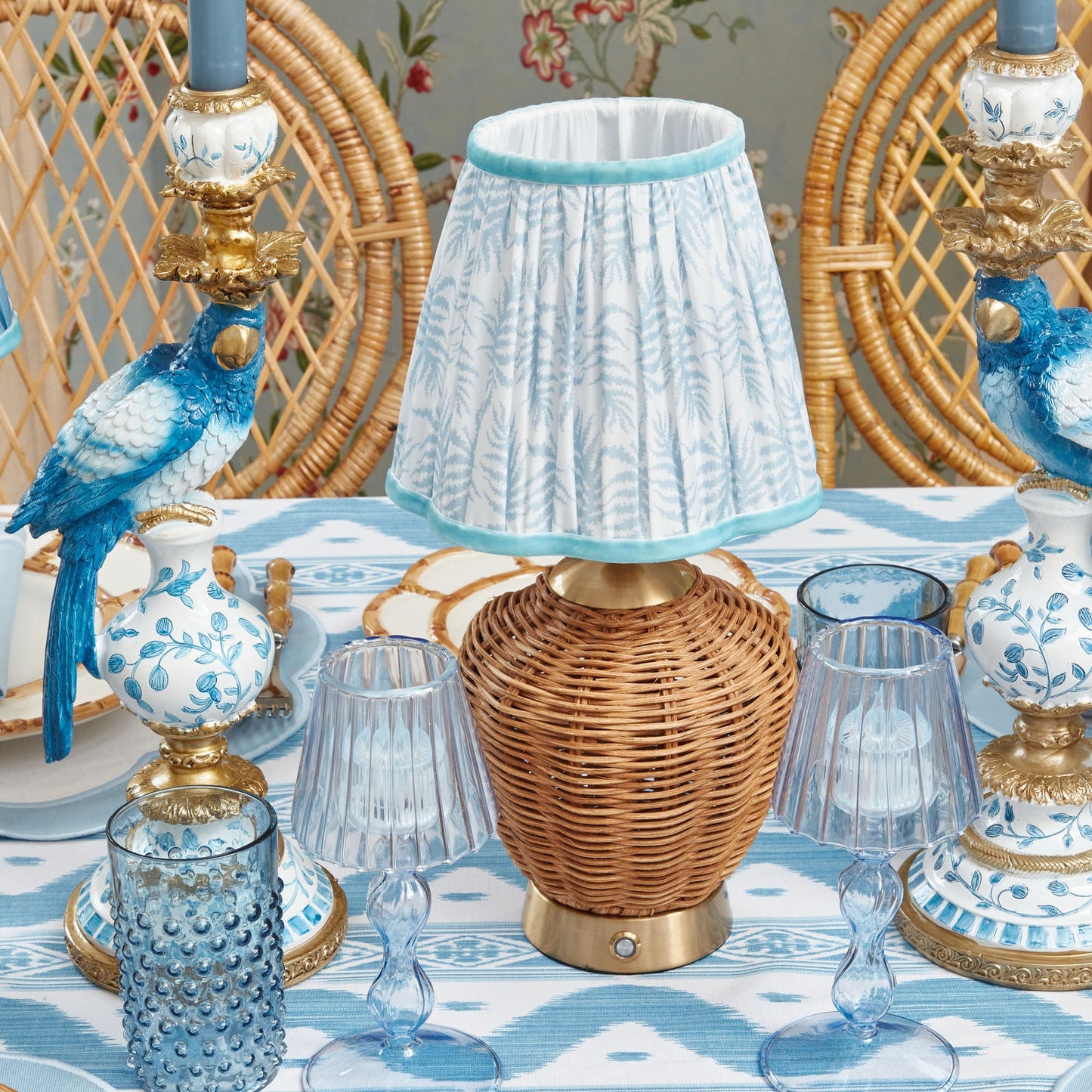 Trio of Rechargeable Rattan Lamps