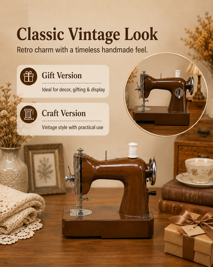 Retro Mini Sewing Machine | Compact Electric Sewing Kit for Clothing Repair, DIY Craft & Home Decoration