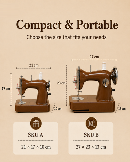 Retro Mini Sewing Machine | Compact Electric Sewing Kit for Clothing Repair, DIY Craft & Home Decoration