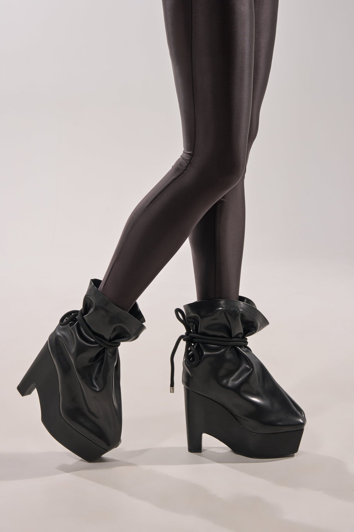 AKIRA GOLD EPIGRAM PU SLOUCH CHUNKY HEEL BOOTIE