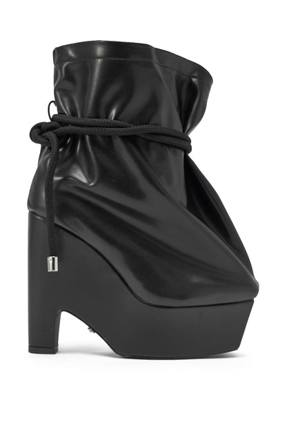 AKIRA GOLD EPIGRAM PU SLOUCH CHUNKY HEEL BOOTIE
