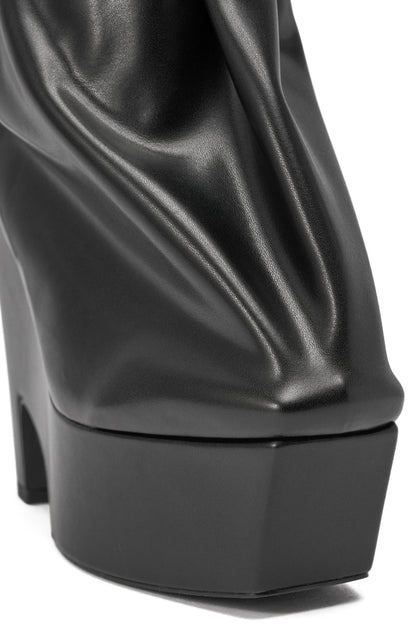 AKIRA GOLD EPIGRAM PU SLOUCH CHUNKY HEEL BOOTIE