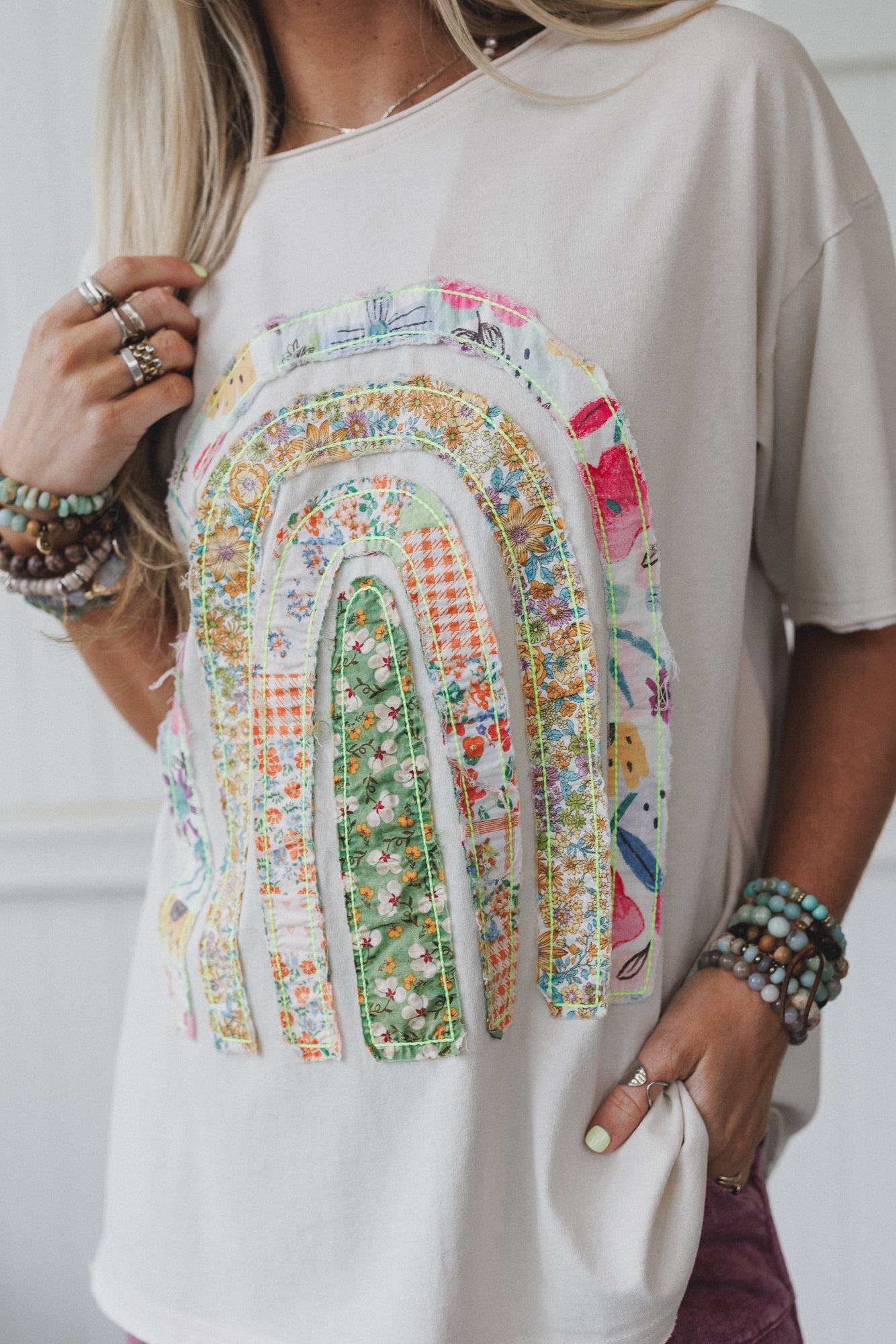 Arch Of Dreams Patchwork Top - Beige - Pre Order