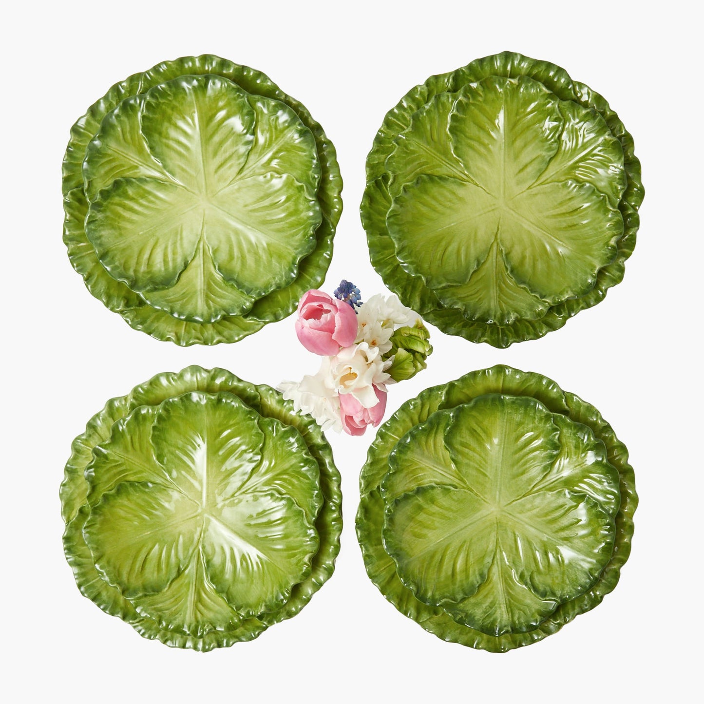 Serena Green Cabbage Dinner & Starter Plates (Set of 8)