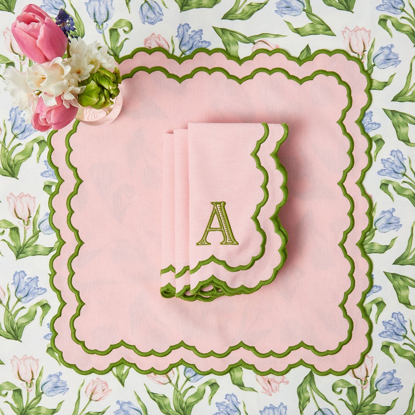 Pink & Green Lily Placemats & Napkins (Set of 4)