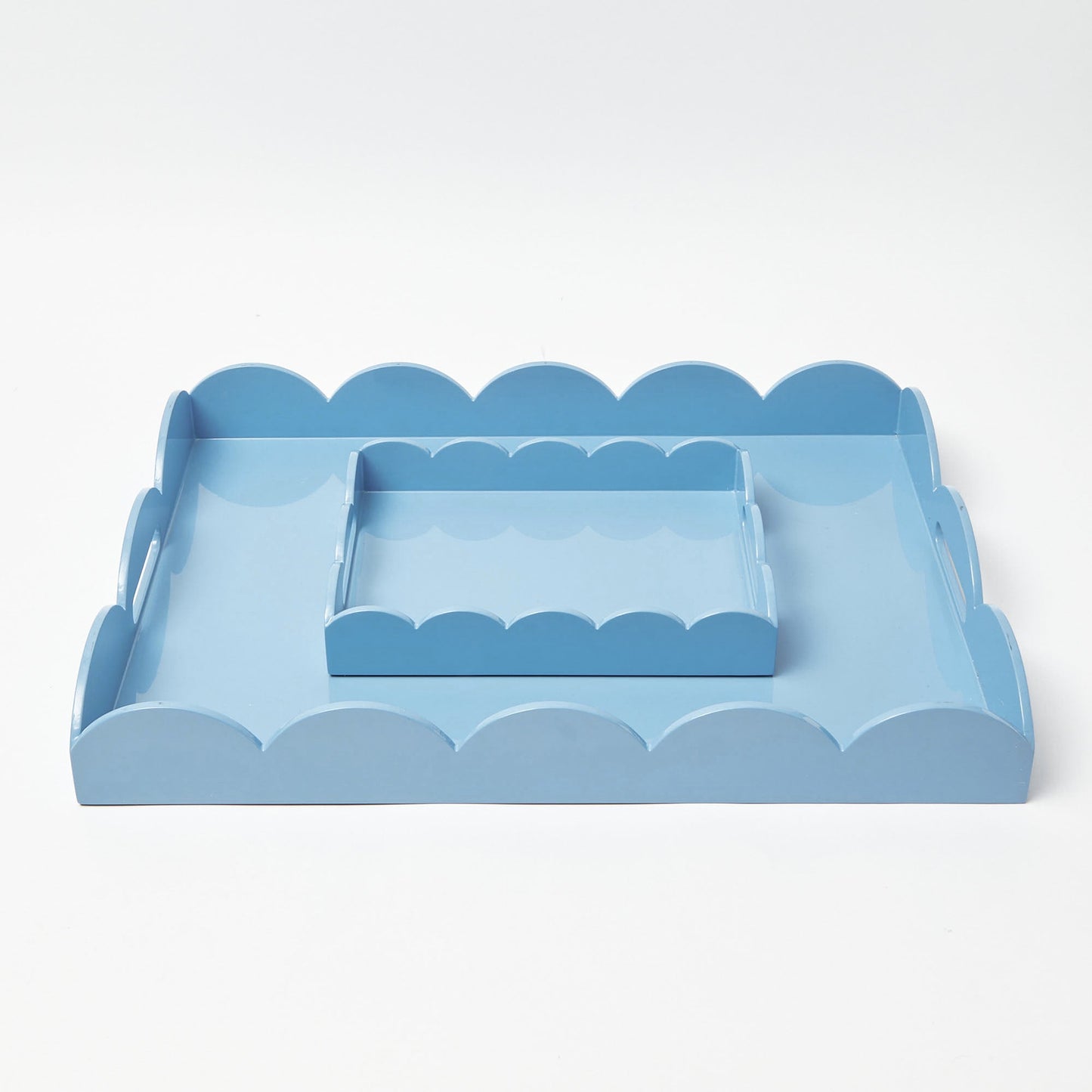 Blue Lacquer Scalloped Tray