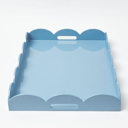 Blue Lacquer Scalloped Tray