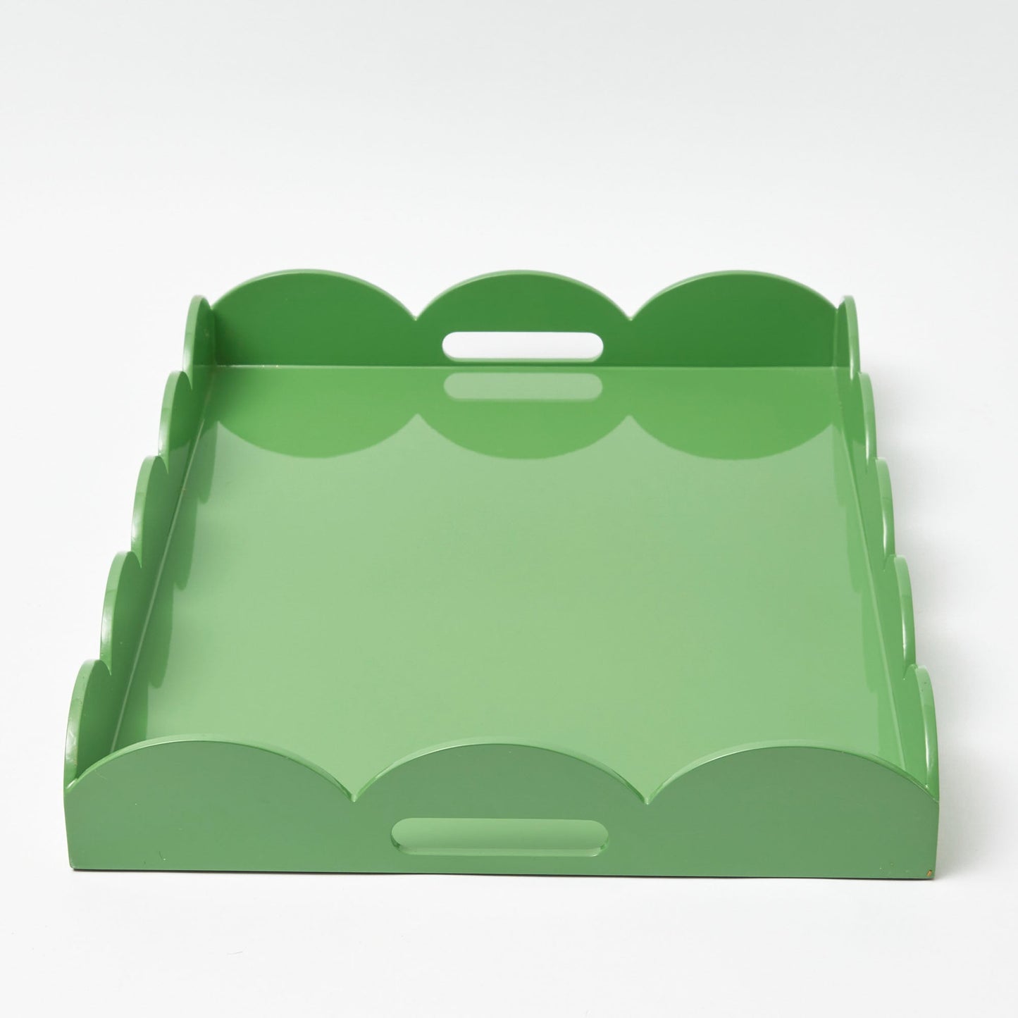 Green Scalloped Lacquer Tray