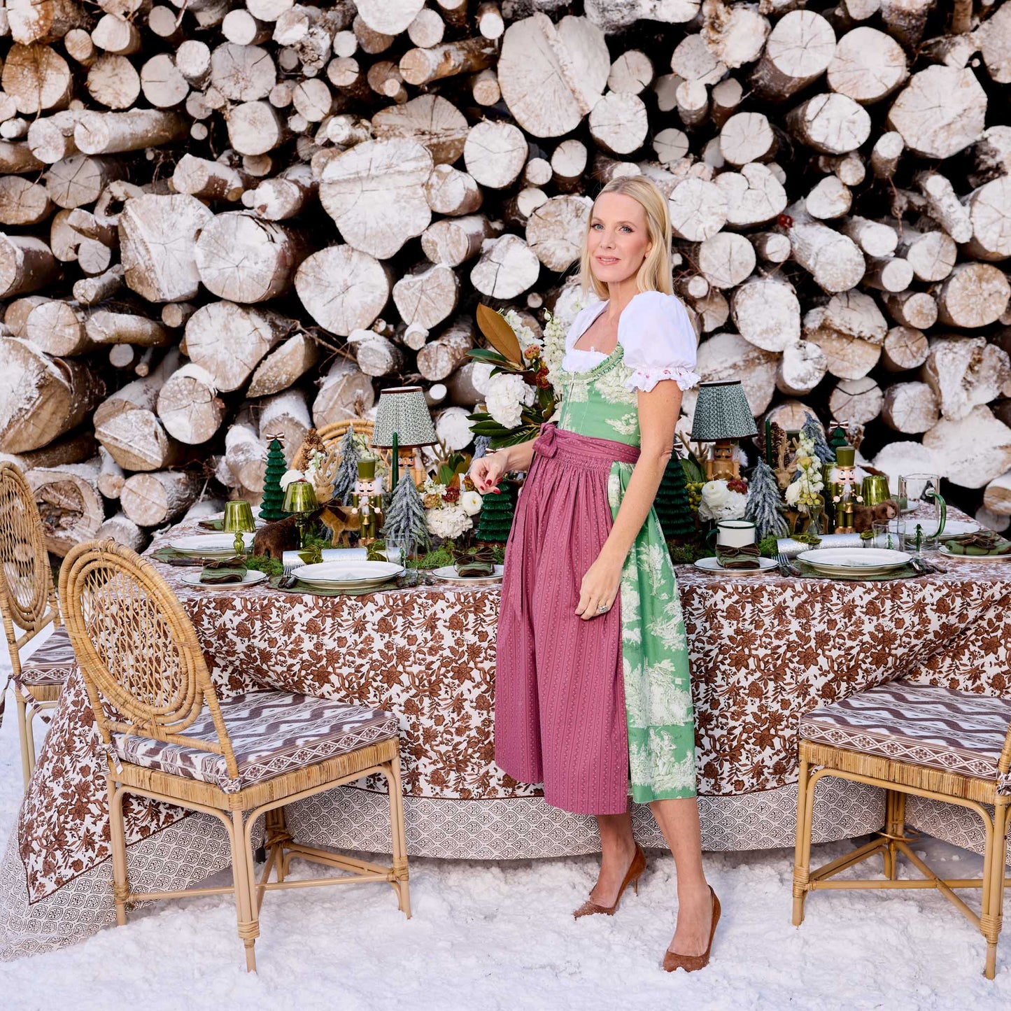 Chocolate Floral Pheasant Tablecloth