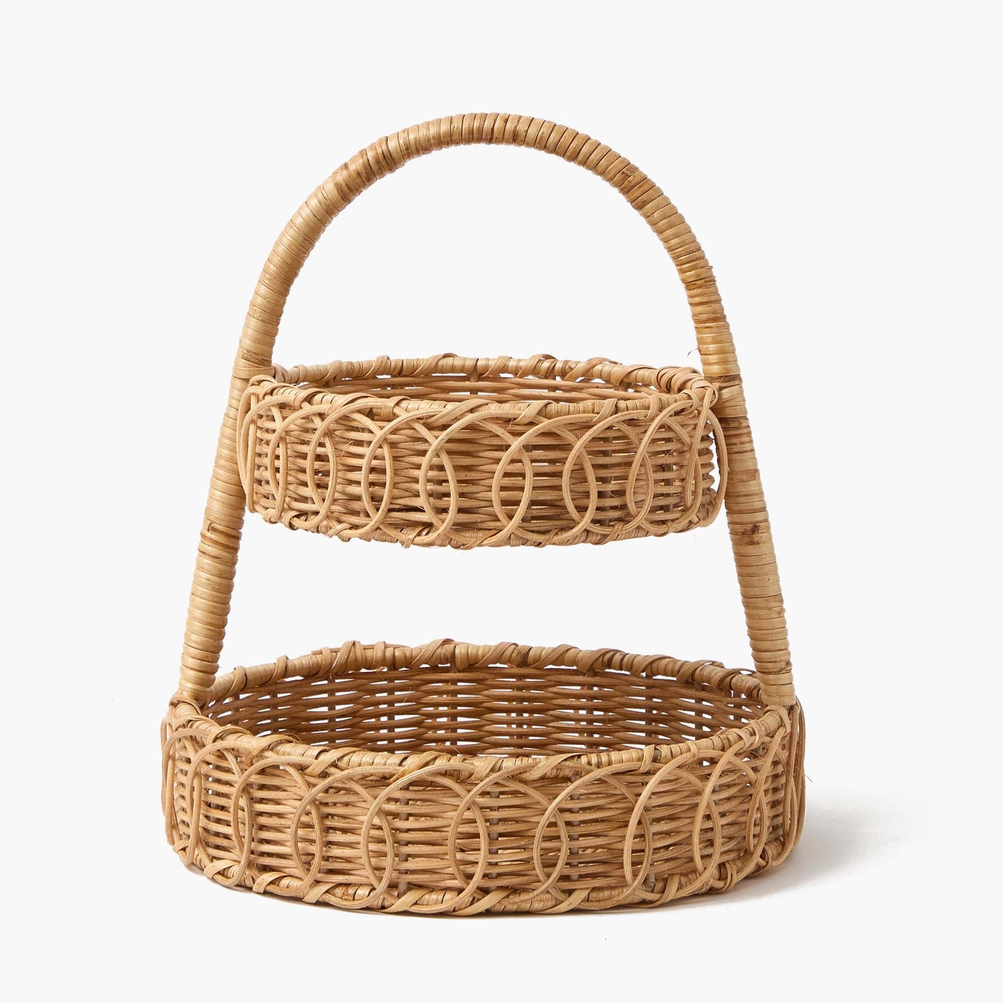 Small Rattan Two-Tiered Stand