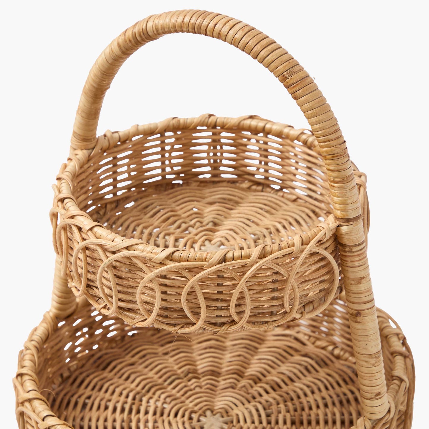 Small Rattan Two-Tiered Stand