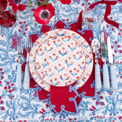 Blue & Red Floral Trellis Starter Plates (Set of 4)